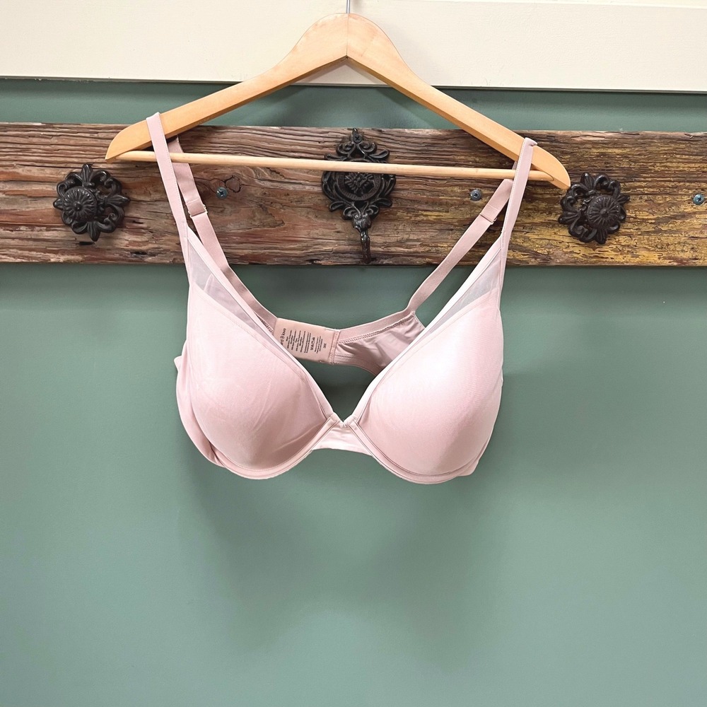 ThirdLove 24/7 Classic Mesh Plunge‎ Bra Pink Dusty Rose Underwire 38E